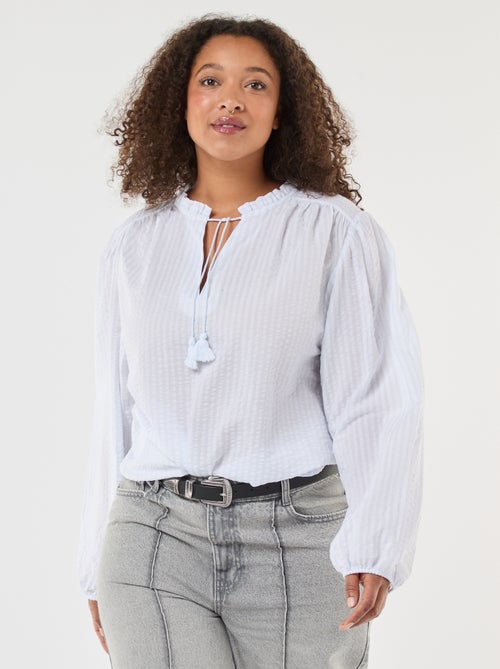 Soepelvallende top met smal strepenmotief - Kiabi