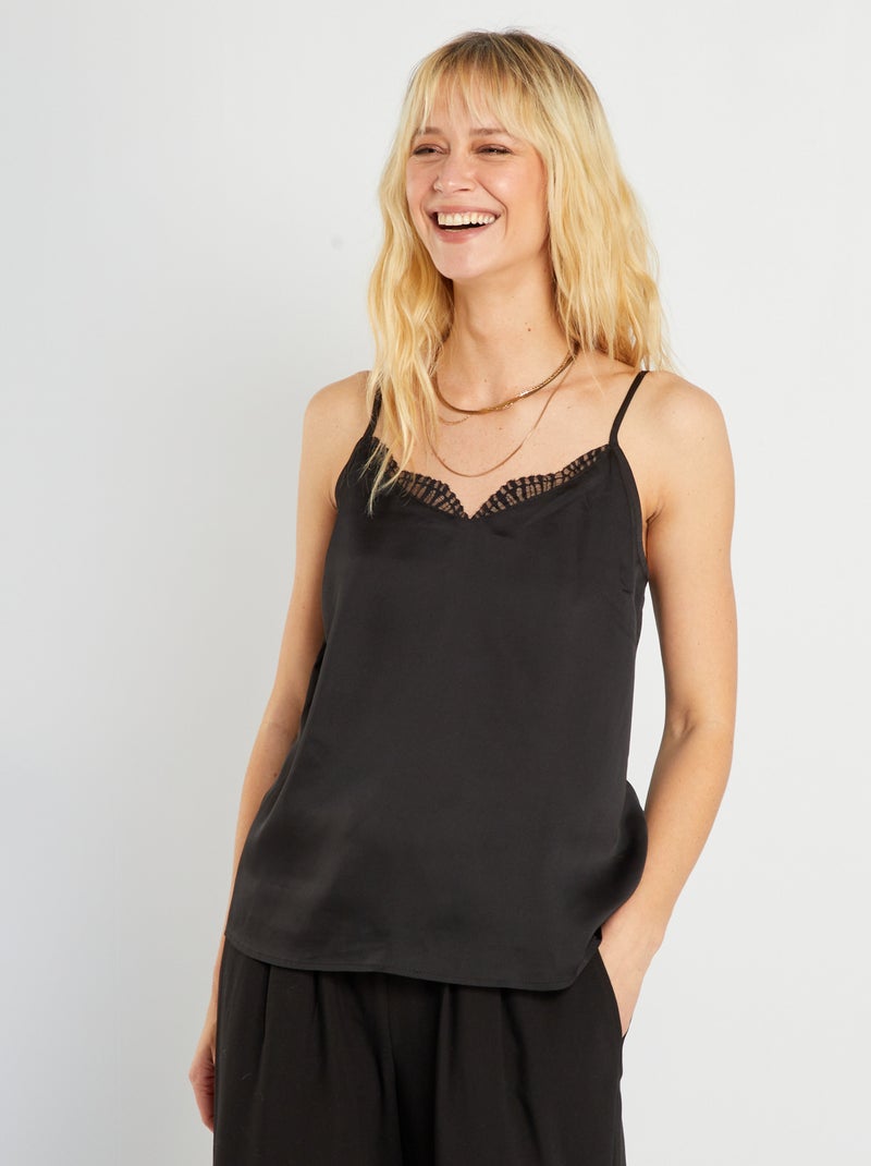 Soepelvallende top zwart - Kiabi