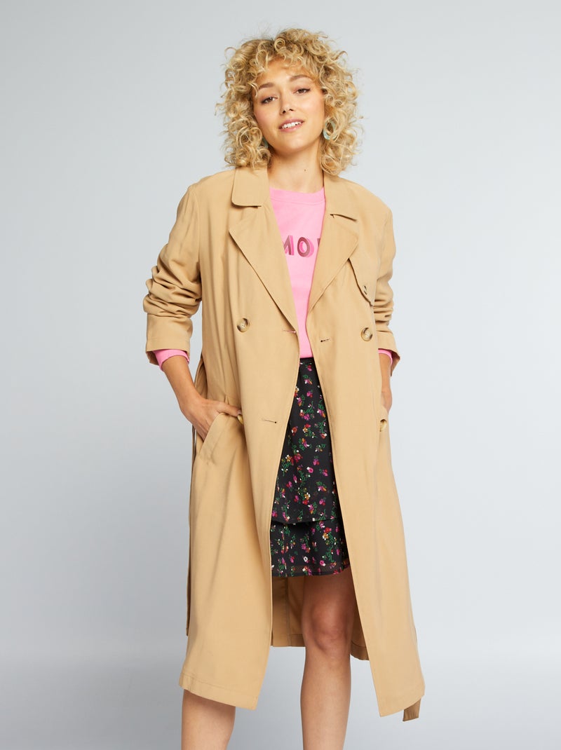 Soepelvallende trenchcoat BIEGE - Kiabi