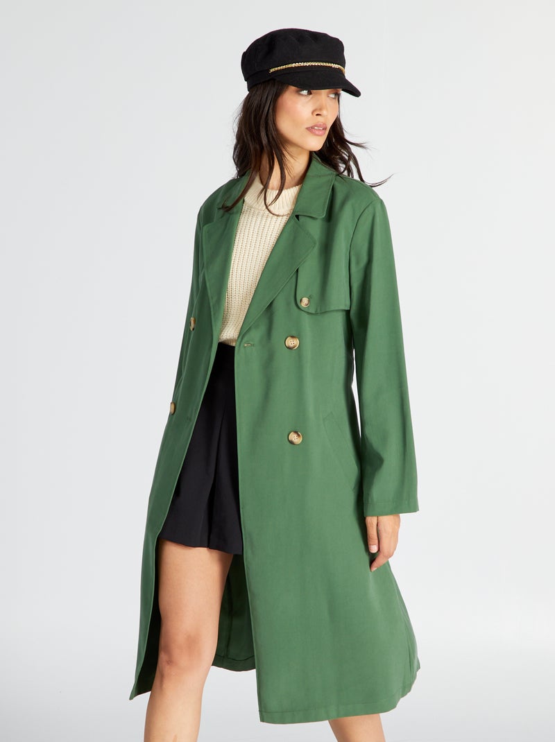 Soepelvallende trenchcoat GROEN - Kiabi