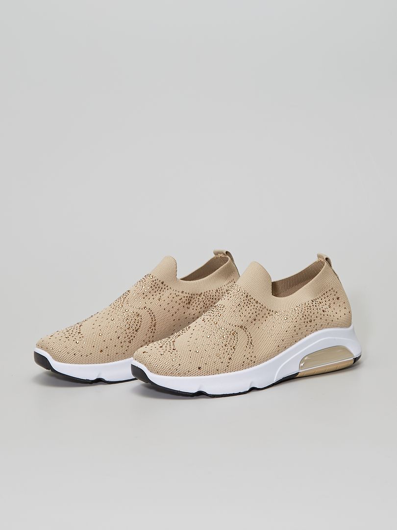 Sok-sneakers met stras - Beige - Kiabi - 20.00€
