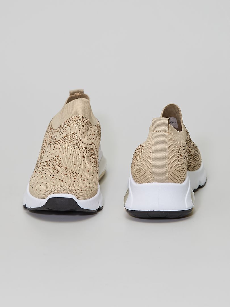 Sok-sneakers met stras - Beige - Kiabi - 20.00€