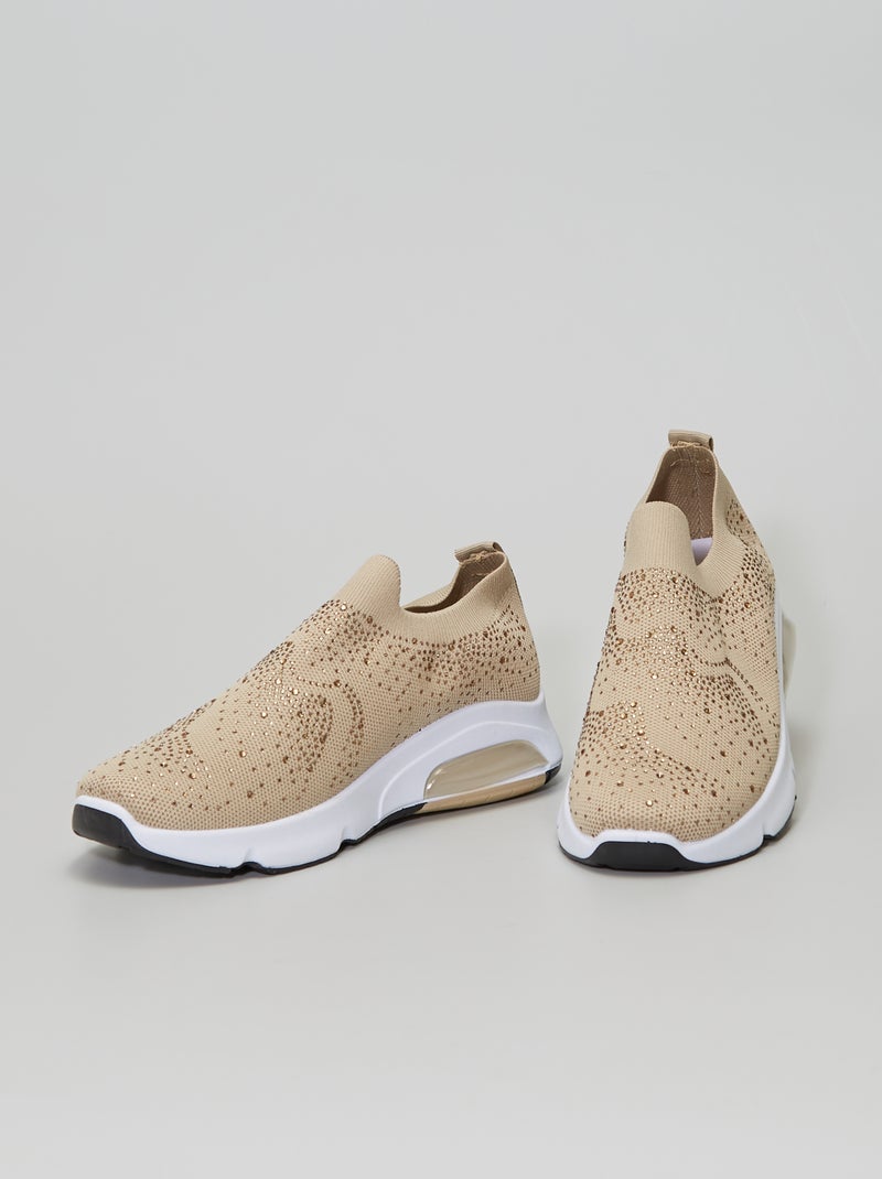 Sok-sneakers met stras Beige - Kiabi