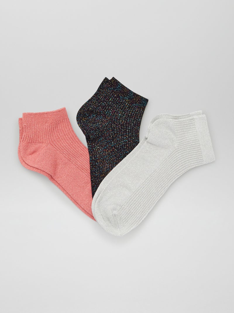 Sokken met pailletten - Set van 3 ROSE - Kiabi
