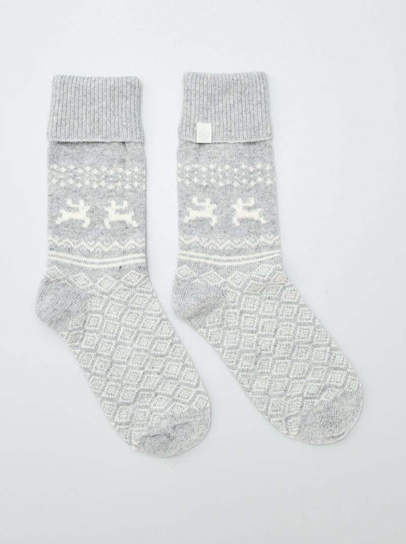 Sokken van wolmix GRIJS - Kiabi