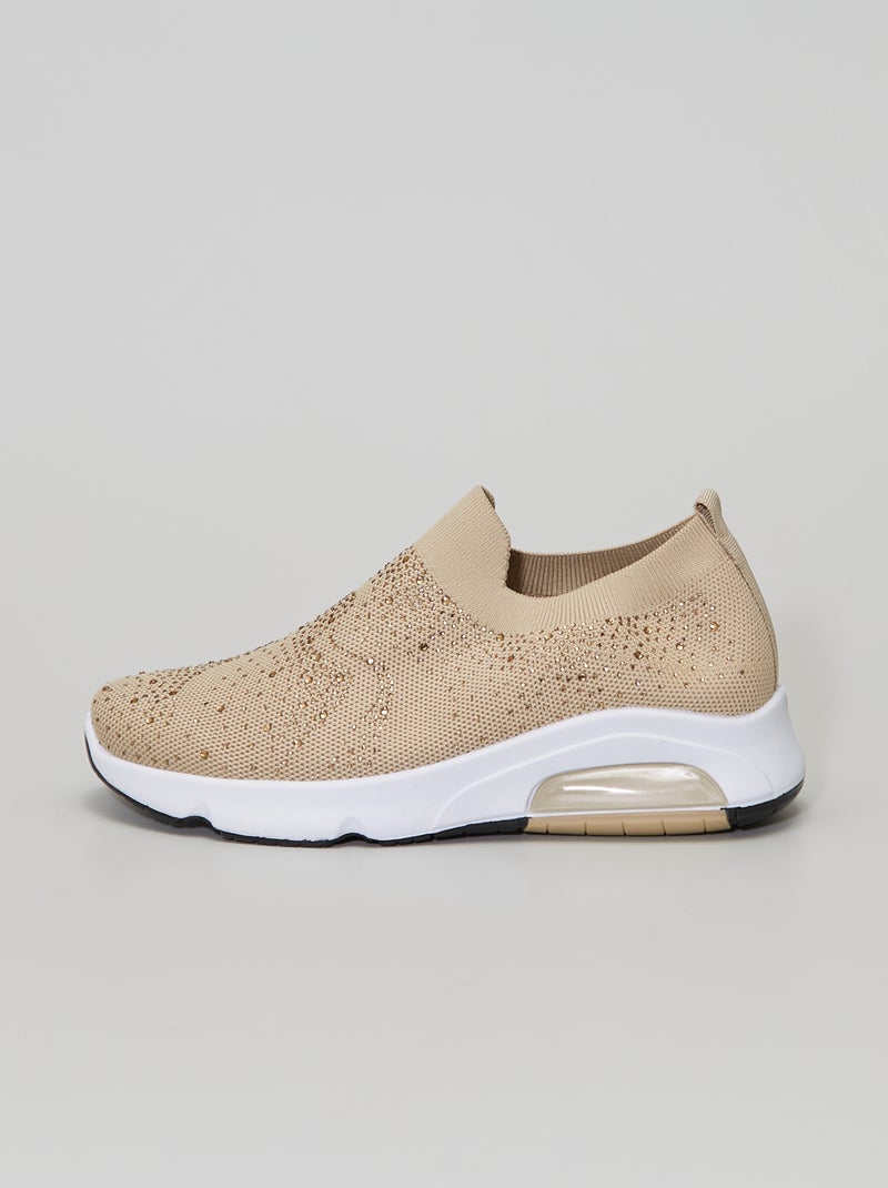 Soksneakers met stras BIEGE - Kiabi