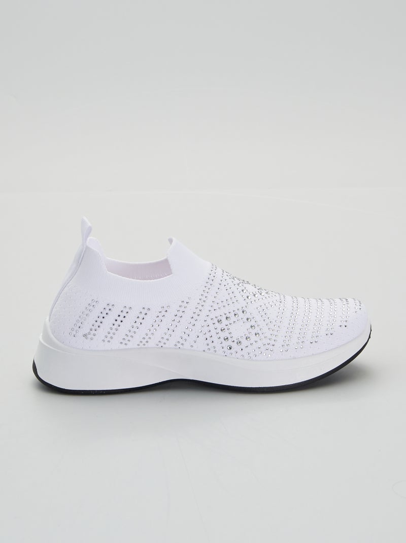 Soksneakers met stras wit - Kiabi
