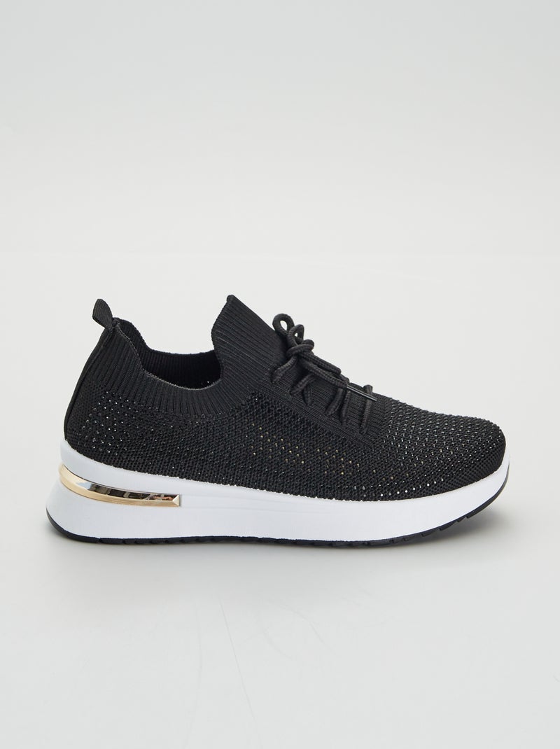 Soksneakers met stras zwart - Kiabi