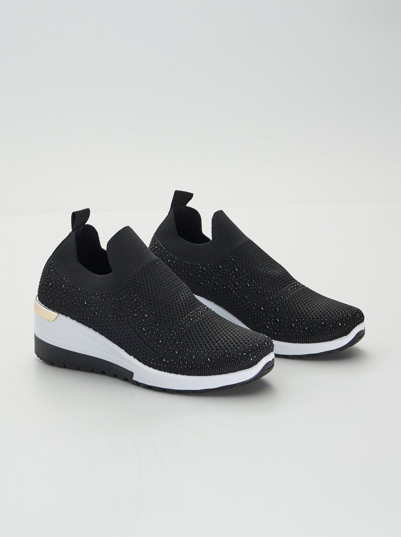 Soksneakers van strass zwart - Kiabi