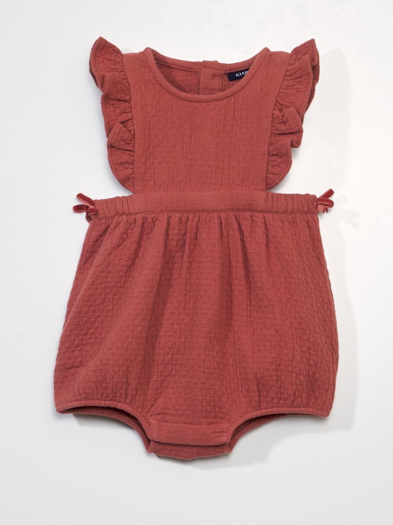 Speelpakje van fantasietricot met ruches ROOD - Kiabi