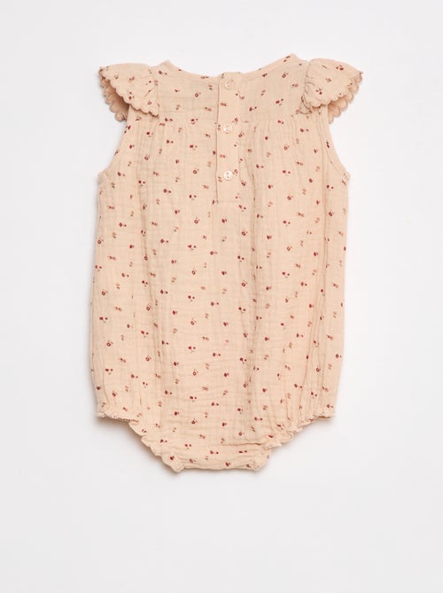 Speelpakje van zachte, luchtige katoen met ruches op het voorpand - Kiabi