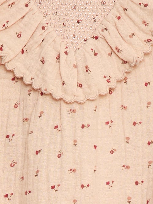 Speelpakje van zachte, luchtige katoen met ruches op het voorpand - Kiabi