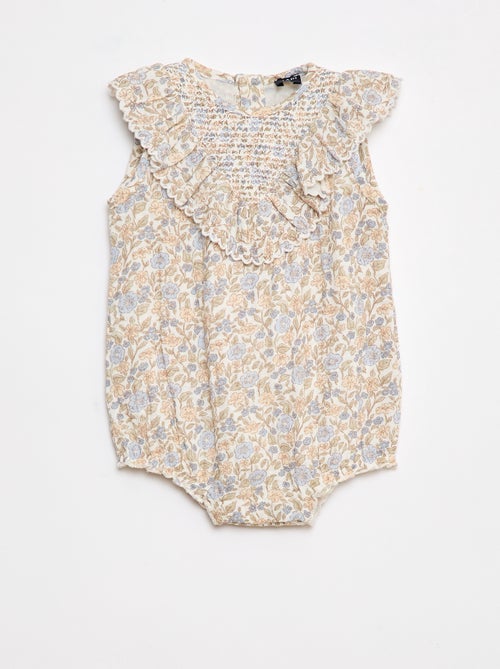 Speelpakje van zachte, luchtige katoen met ruches op het voorpand - Kiabi