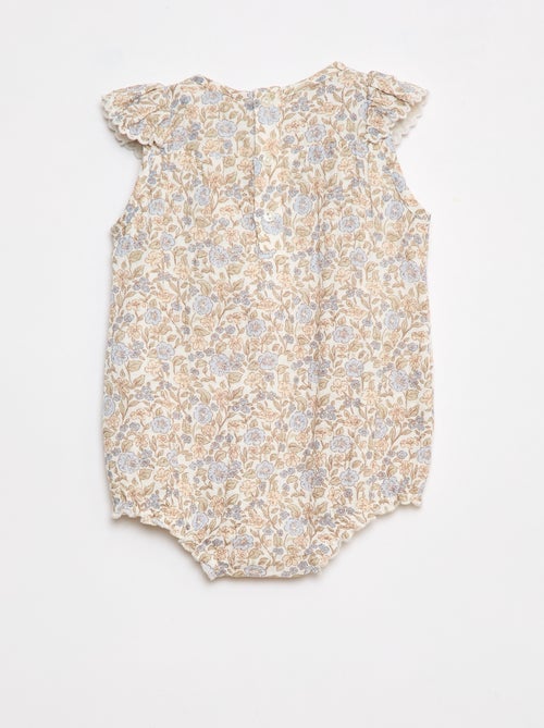 Speelpakje van zachte, luchtige katoen met ruches op het voorpand - Kiabi