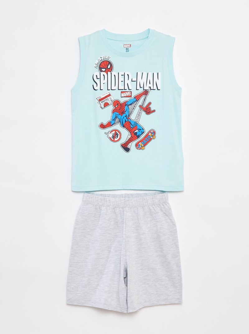 'Spider-Man'/'Marvel'-pyjama - Mouwloos kort T-shirt + short - 2-delig BLAUW - Kiabi