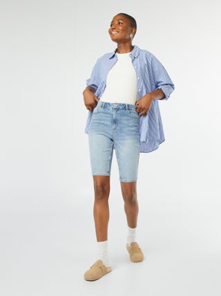 Spijkerbermuda met hoge taille