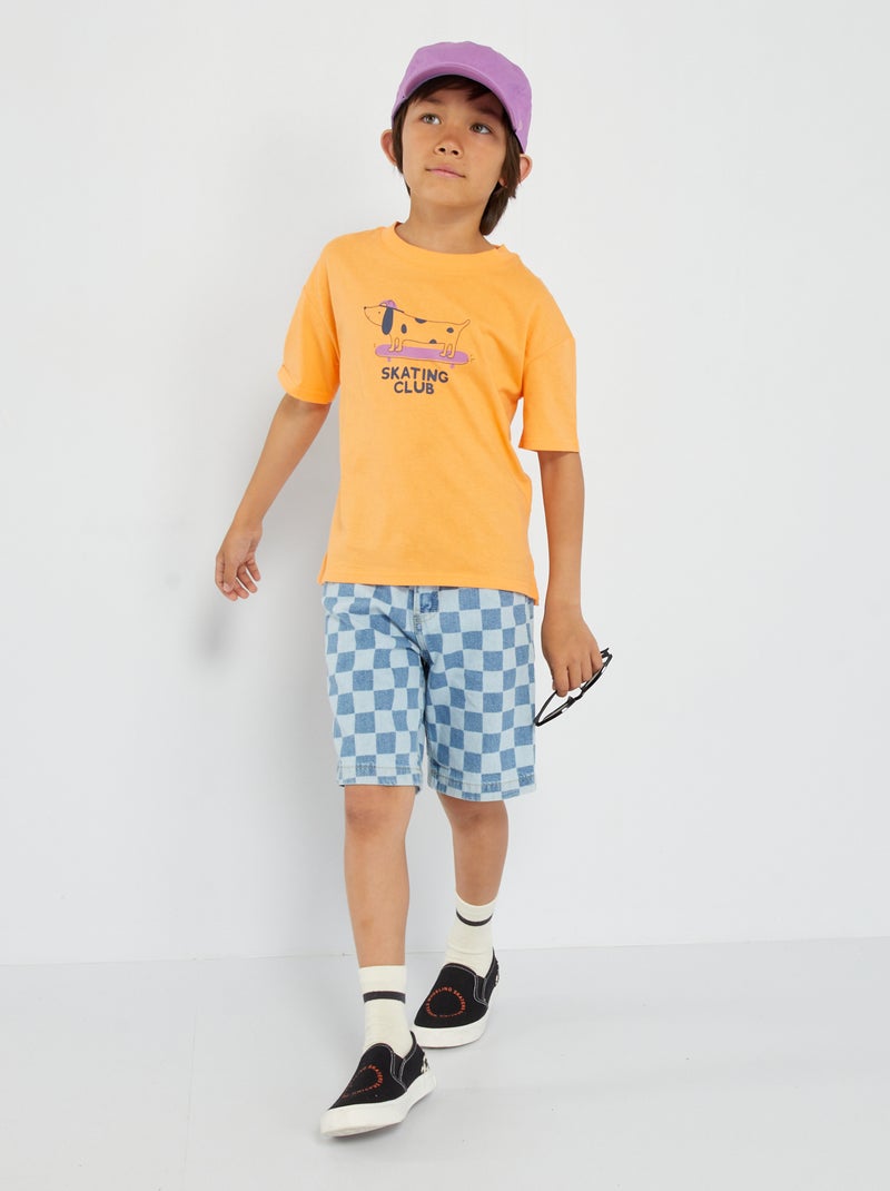 Spijkerbermuda met motiefje BLAUW - Kiabi