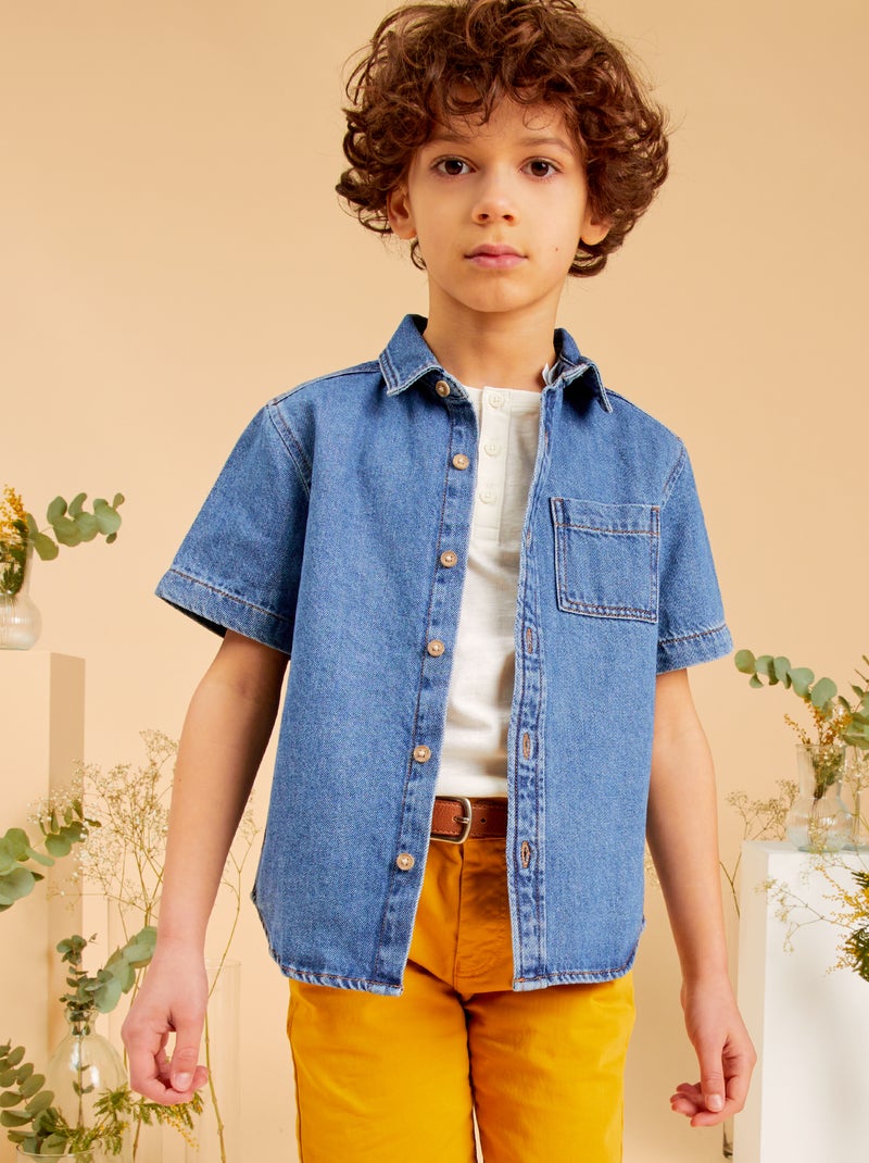 Spijkerblouse met korte mouw BLAUW - Kiabi
