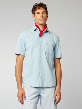 Spijkerblouse met korte mouw