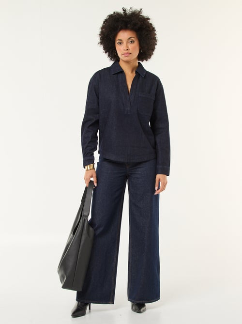 Spijkerblouse met lange mouw - Kiabi