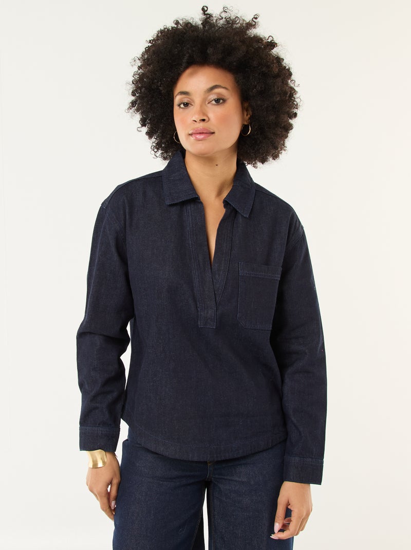 Spijkerblouse met lange mouw Blauw - Kiabi