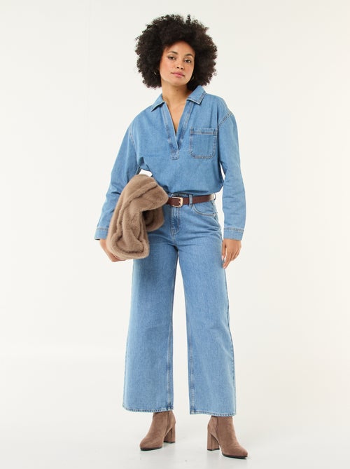 Spijkerblouse met lange mouw - Kiabi