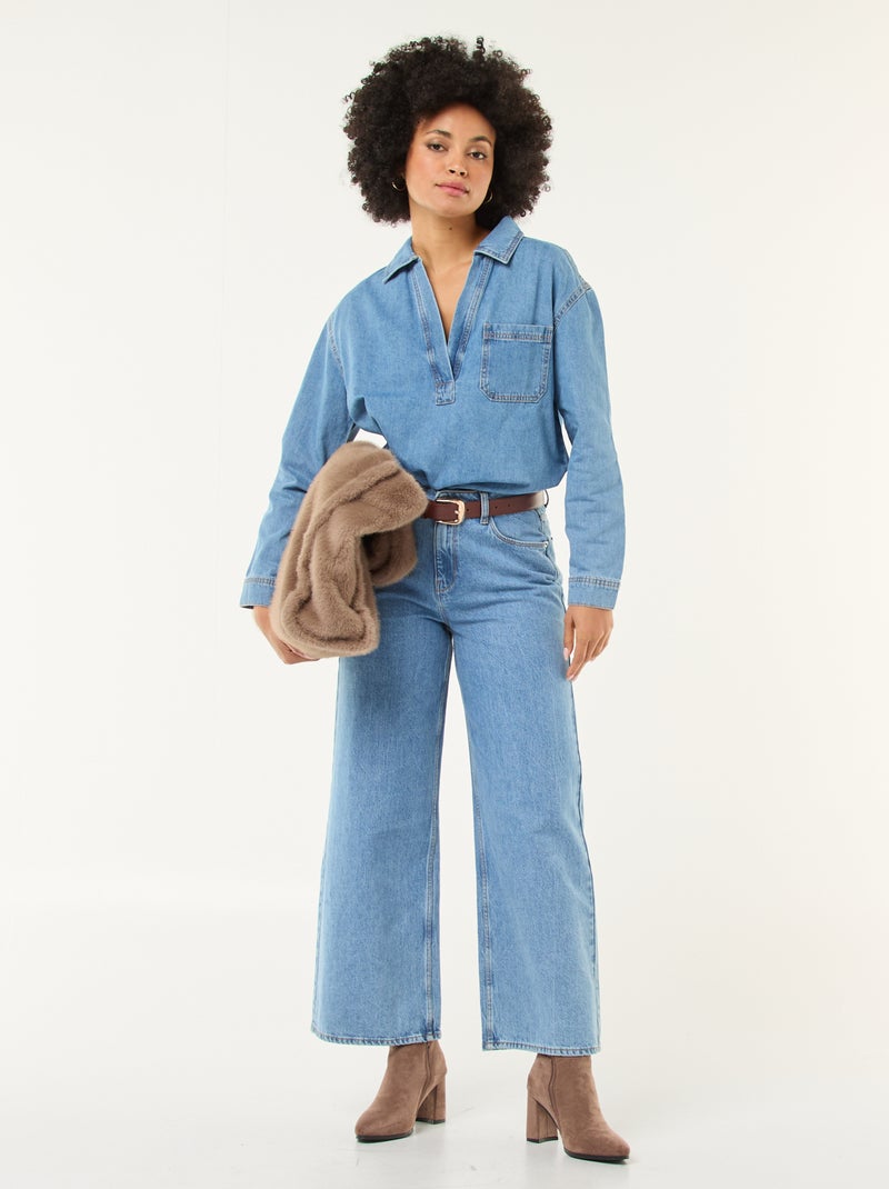 Spijkerblouse met lange mouw Blauw - Kiabi