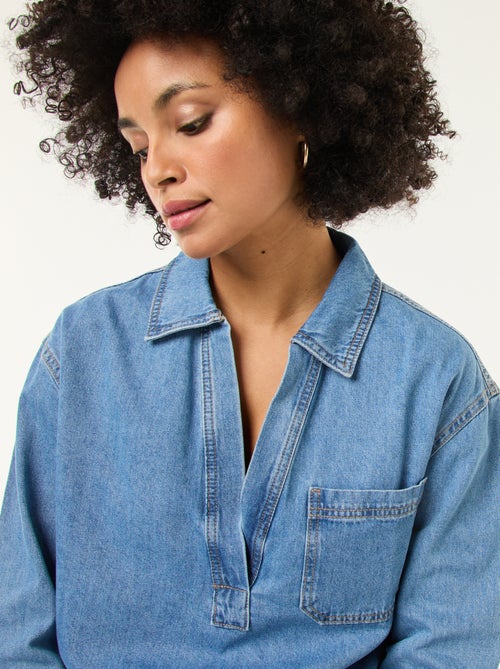 Spijkerblouse met lange mouw - Kiabi