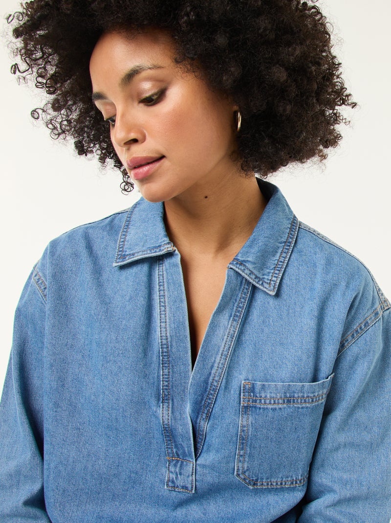 Spijkerblouse met lange mouw Blauw - Kiabi