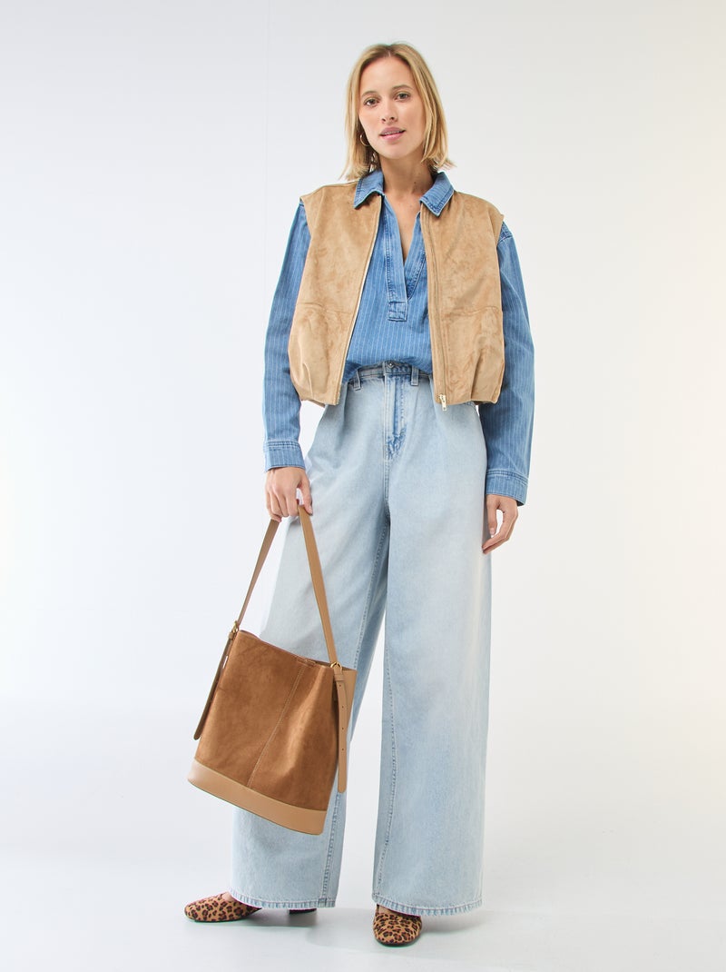 Spijkerblouse met lange mouw Blauw - Kiabi