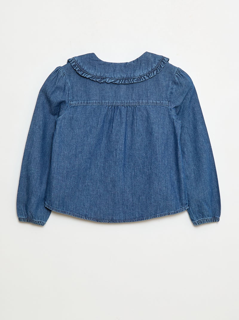 Spijkerblouse met peterpankraagje Blauw - Kiabi