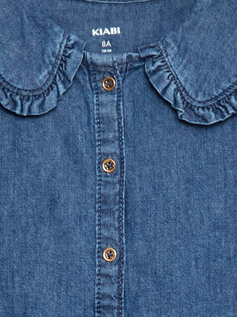 Spijkerblouse met peterpankraagje Blauw - Kiabi