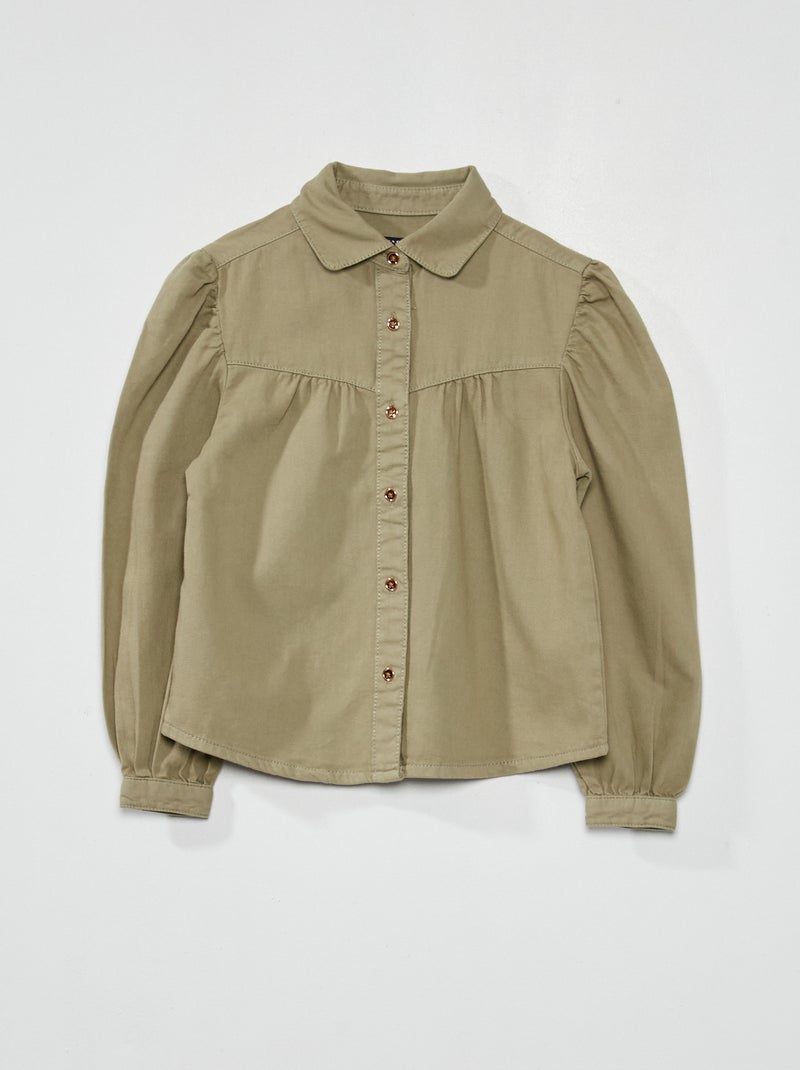 Spijkerblouse met plooitjes - grijs - Kiabi
