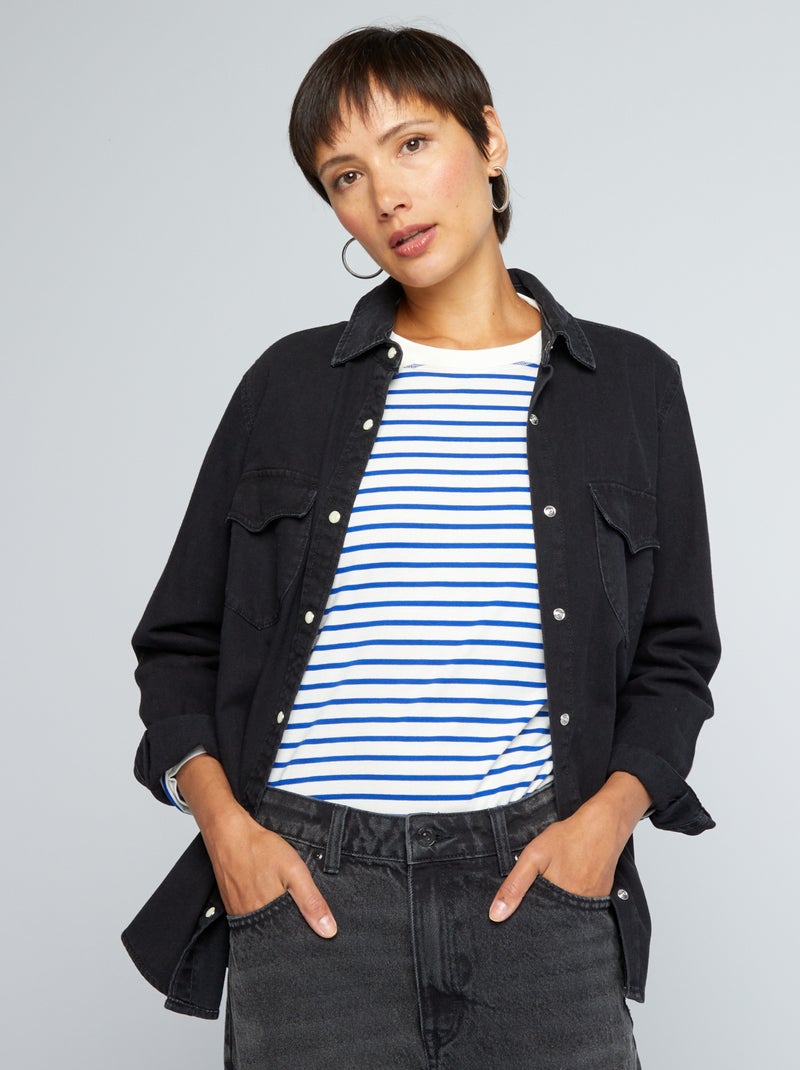 Spijkerblouse ZWART - Kiabi