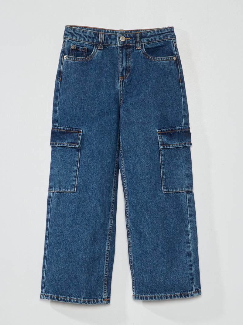 Spijkerbroek met klepzakjes Blauw - Kiabi