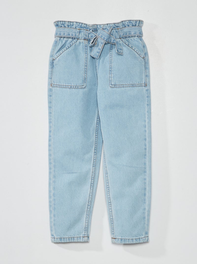 Spijkerbroek met paperbagtaille Blauw - Kiabi