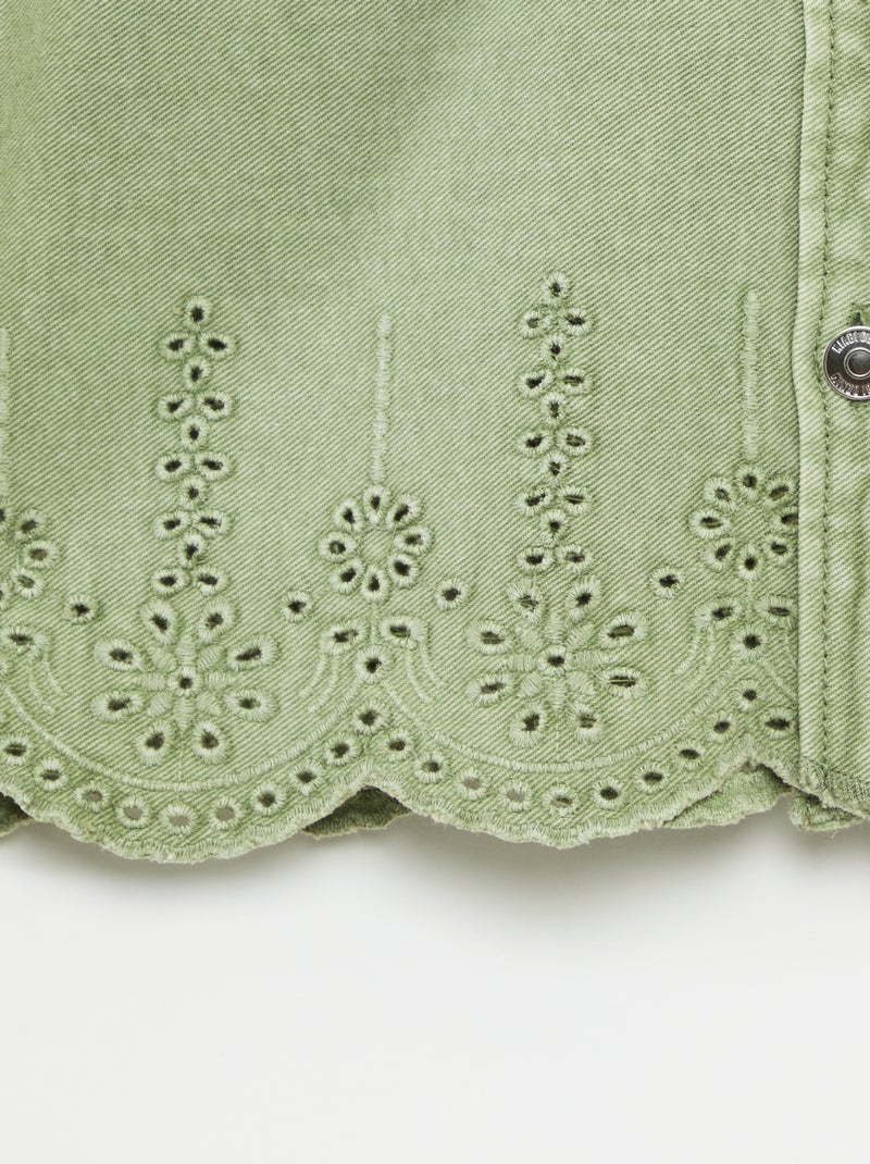 Spijkerjasje met broderie anglaise KAKI - Kiabi