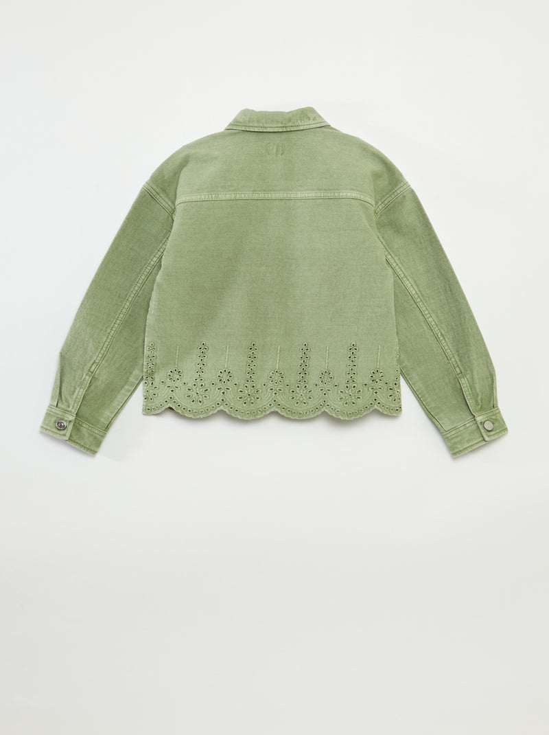 Spijkerjasje met broderie anglaise KAKI - Kiabi