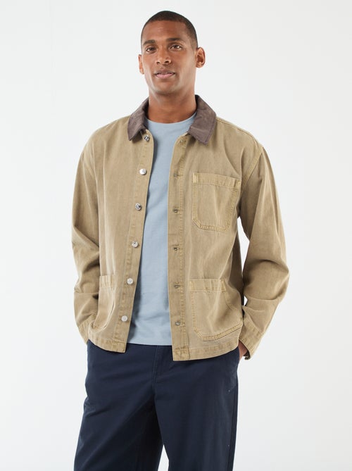 Spijkerjasje met kraagje van corduroy - Kiabi