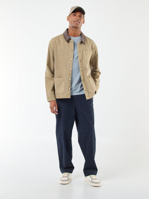 Spijkerjasje met kraagje van corduroy - Kiabi