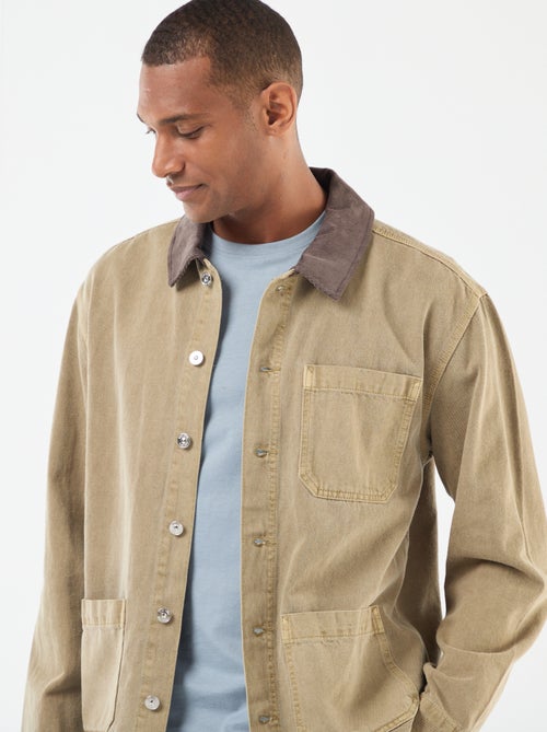 Spijkerjasje met kraagje van corduroy - Kiabi