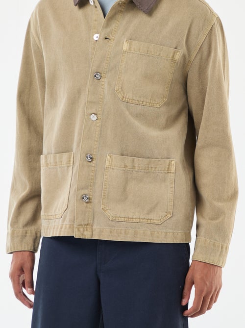 Spijkerjasje met kraagje van corduroy - Kiabi