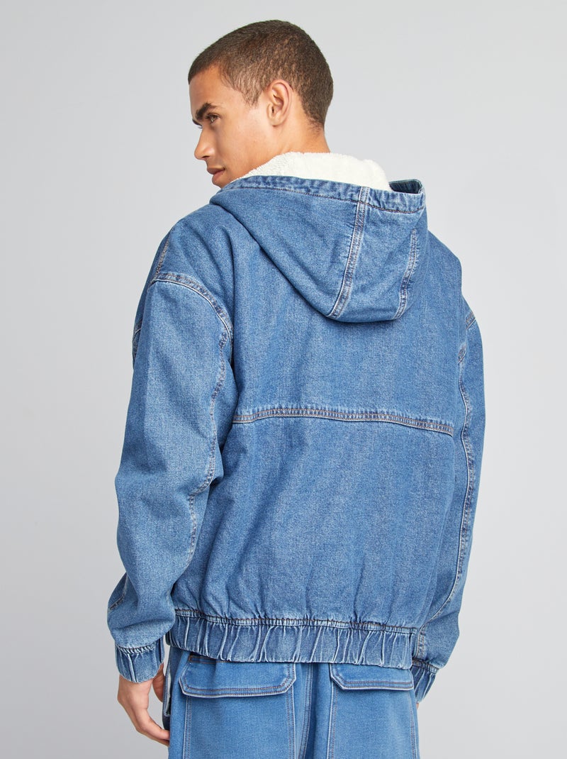 Spijkerjasje met voering met schapenvacht effect BLAUW - Kiabi
