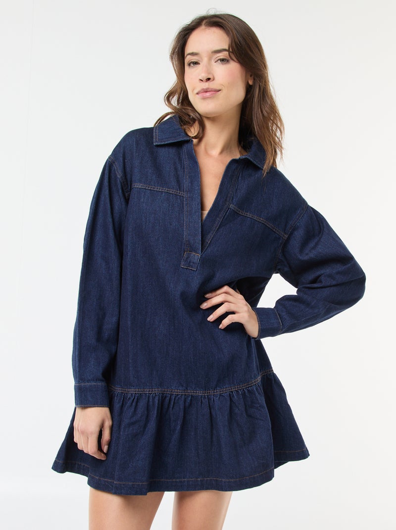 Spijkerjurk met lange mouw Blauw - Kiabi