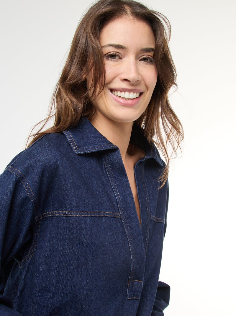 Spijkerjurk met lange mouw Blauw - Kiabi