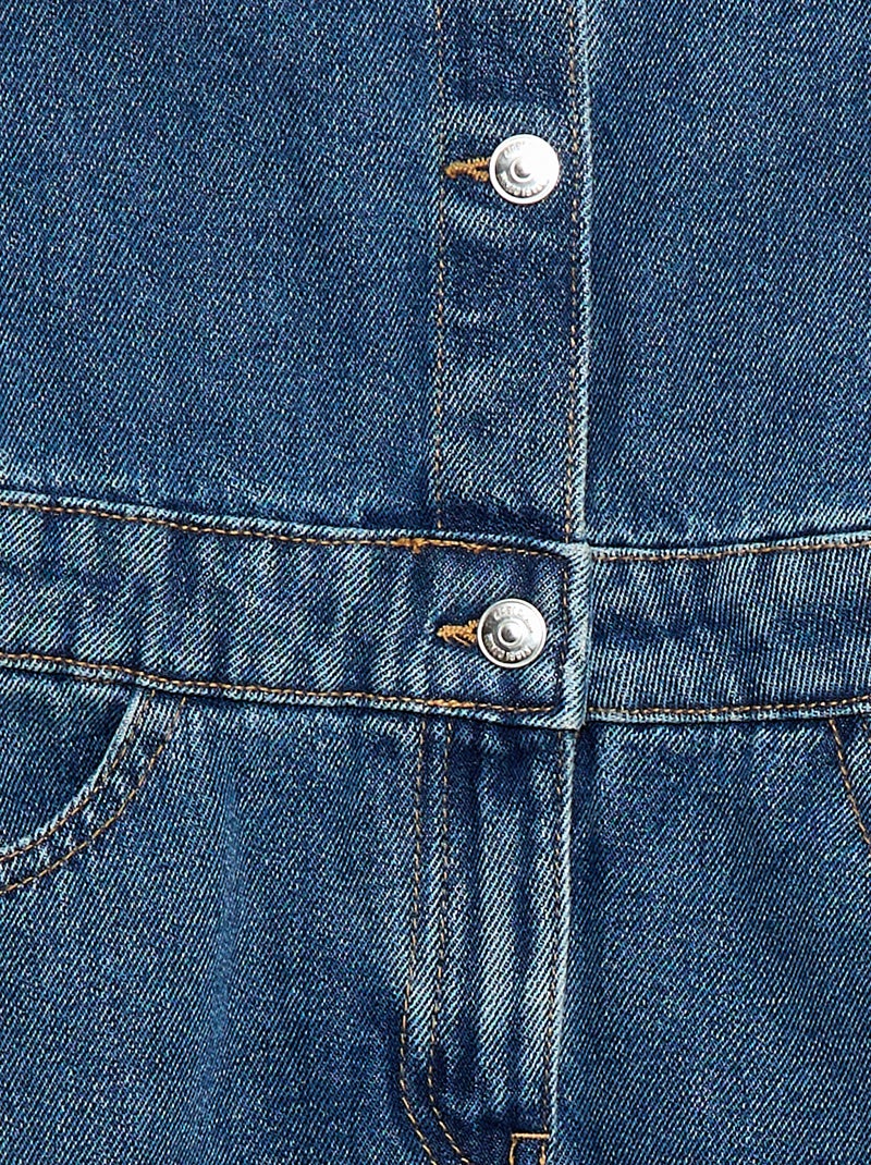 Spijkerjurk met overhemdkraagje Blauw - Kiabi