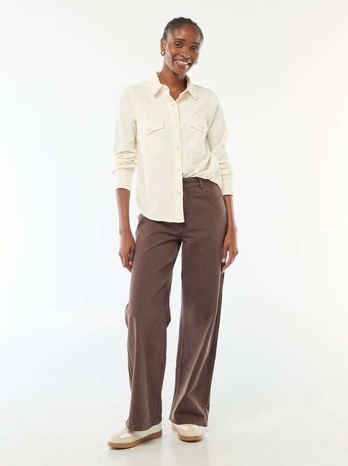 Spijkeroverhemd met 2 opgestikte borstzakjes met klepje - Kiabi