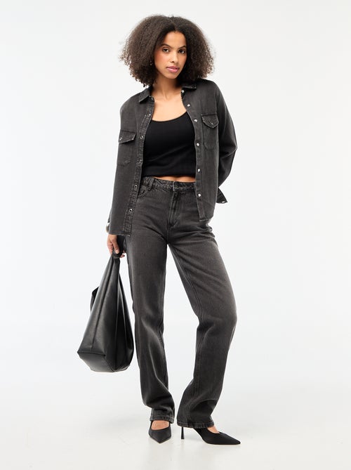 Spijkeroverhemd met 2 opgestikte borstzakjes met klepje - Kiabi