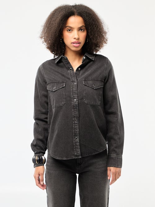 Spijkeroverhemd met 2 opgestikte borstzakjes met klepje - Kiabi