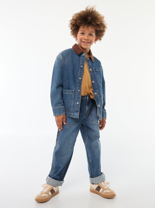 Spijkeroverhemd met fluwelen kraagje - Kiabi